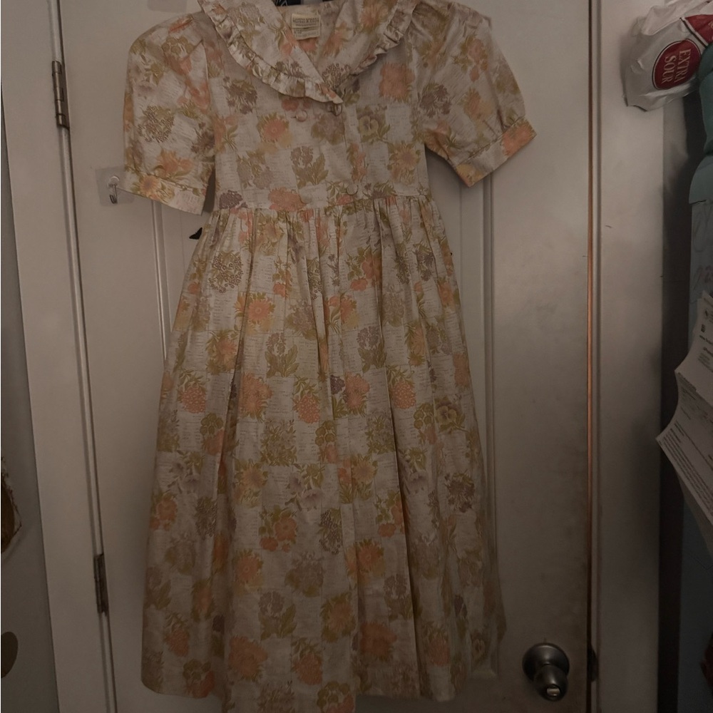 Laura Ashley Floral Kids Dress in Cream and Gold